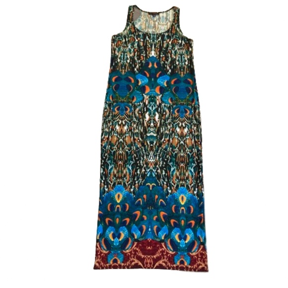 Signature by Robbie Bee Nordstrom Rack Casual PEACOCK Maxi Dress Sleeveless - Picture 10 of 11